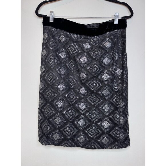 Jeff Gallano Black Gray Skirt Suit Geometric Jacket Skirt France T2 Medium MINT - Picture 9 of 16